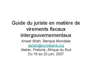 Guide du juriste en matire de virements fiscaux