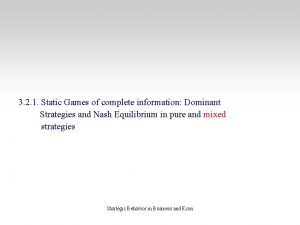 Static games of complete information