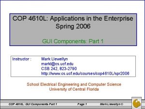 COP 4610 L Applications in the Enterprise Spring