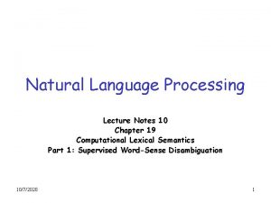 Natural Language Processing Lecture Notes 10 Chapter 19