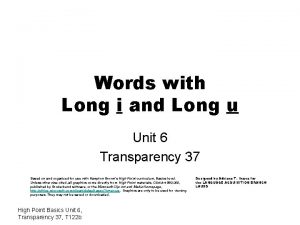 Words with Long i and Long u Unit