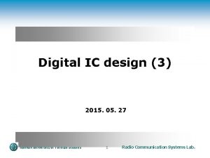 Digital IC design 3 2015 05 27 Hankuk