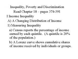 Inequality Poverty and Discrimination Read Chapter 18 pages