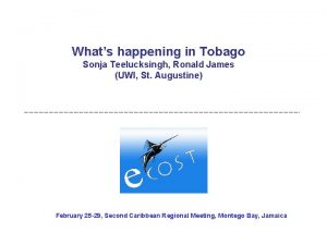Whats happening in Tobago Sonja Teelucksingh Ronald James