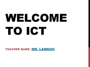 Welcome to ict