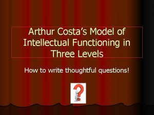 Arthur Costas Model of Intellectual Functioning in Three