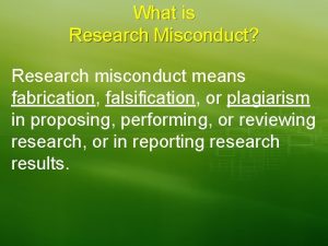 Fabrication in research meaning