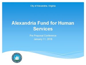 City of Alexandria Virginia Alexandria Fund for Human