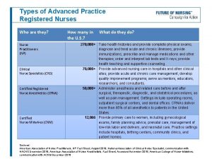 Types of advanced practice nurses