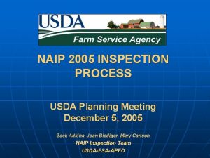 NAIP 2005 INSPECTION PROCESS USDA Planning Meeting December