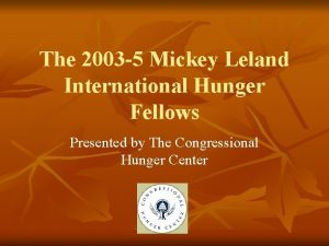 Mickey leland international hunger fellows program