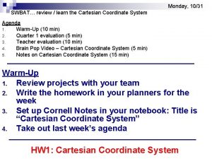 Monday 1031 SWBAT review learn the Cartesian Coordinate
