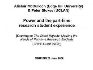 Alistair Mc Culloch Edge Hill University Peter Stokes