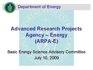 Department of Energy Advanced Research Projects Agency Energy