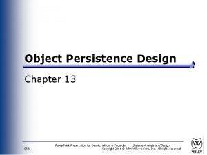 Object persistence formats