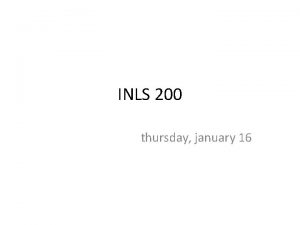 INLS 200 thursday january 16 Seekers and situation