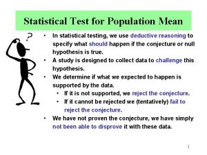 Statistical Test for Population Mean In statistical testing