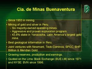 Cia de Minas Buenaventura Since 1953 in mining