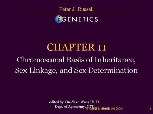 Peter J Russell CHAPTER 11 Chromosomal Basis of