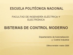 ESCUELA POLITCNICA NACIONAL FACULTAD DE INGENIERA ELCTRICA Y