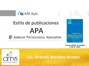 Estilo de publicaciones APA Tercera edicin en espaol
