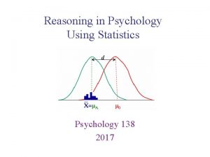 Reasoning in Psychology Using Statistics Psychology 138 2017