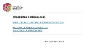 REPRODUCTIVE BIOTECHNOLOGIES STRUCTURE AND FUNCTION OF REPRODUCTIVE SYSTEM