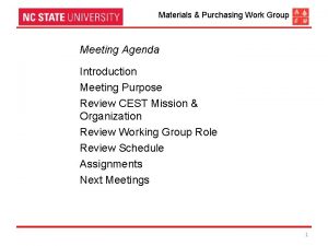 Meeting agenda introduction