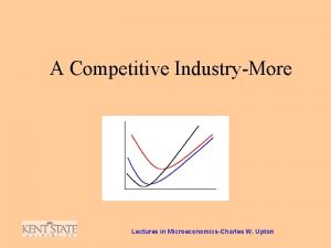 A Competitive IndustryMore Lectures in MicroeconomicsCharles W Upton
