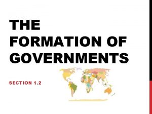 The formation of governments 1-2