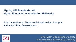 Aligning QM Standards with Higher Education Accreditation Hallmarks
