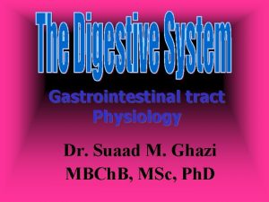 Gastrointestinal tract Physiology Dr Suaad M Ghazi MBCh
