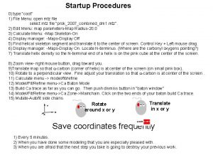 Startup Procedures 0 type coot 1 File Menu