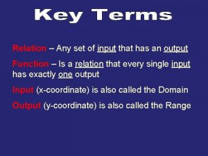 Relation Any set of input that has an