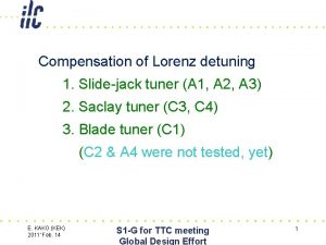 Compensation of Lorenz detuning 1 Slidejack tuner A