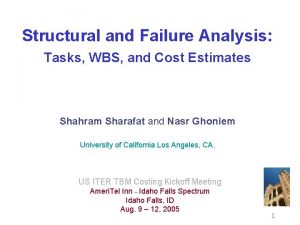 Structural and Failure Analysis Tasks WBS and Cost