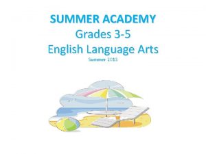 SUMMER ACADEMY Grades 3 5 English Language Arts