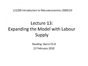 L 11200 Introduction to Macroeconomics 200910 Lecture 13