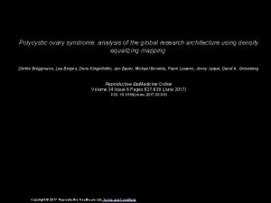 Polycystic ovary syndrome analysis of the global researchitecture