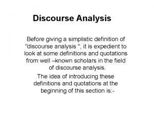 Discourse analysis definition