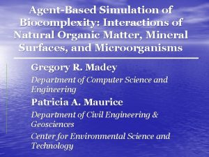 AgentBased Simulation of Biocomplexity Interactions of Natural Organic