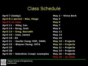 Class Schedule April April April April 7 today