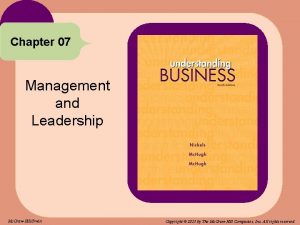 Chapter 07 Management and Leadership Mc GrawHillIrwin Copyright