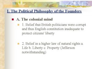 I The Political Philosophy of the Founders n