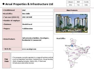 l Ansal Properties Infrastructure Ltd Establishment 1967 Head
