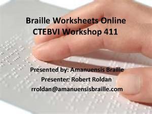 Braille worksheets