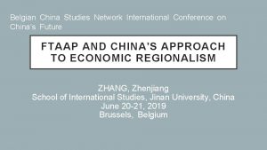 Belgian China Studies Network International Conference on Chinas