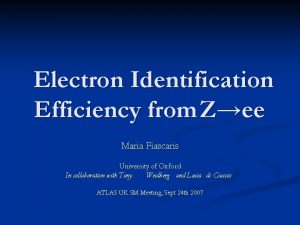 Electron Identification Efficiency from Zee Maria Fiascaris University