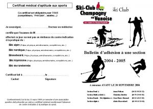 Certificat mdical daptitude aux sports Ski Club Ce