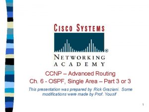CCNP Advanced Routing Ch 6 OSPF Single Area